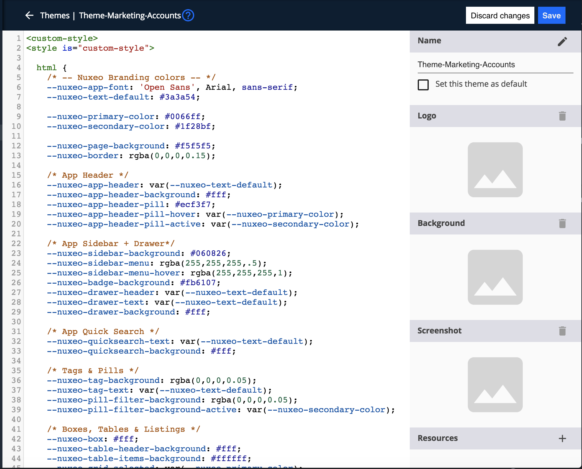Theme editor without resources